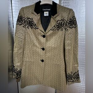 Louis Feraud Gold and Black Blazer with Intricate Detailing